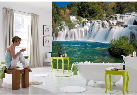 Praxis Fotobehang - Krka Falls 368x254cm - Vliesbehang Multikleur