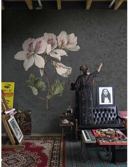 Praxis Fotobehang Lelie 14280 - Antraciet - Wit - Groen - 2,70m X 300cm