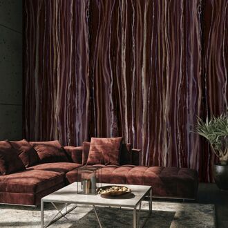 Praxis Fotobehang Marmer Strepen - Bruin - Paars - Bordeaux-paars - 2,70m X 53cm