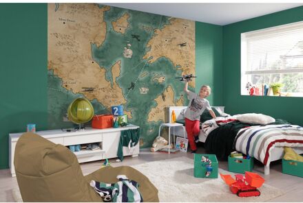 Praxis Fotobehang - Old Travel Map 300x280cm - Vliesbehang Multikleur