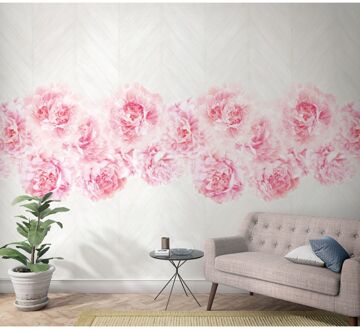 Praxis Fotobehang Pioenrozen - Roze - Wit - Grijs - 2,70m X 159cm