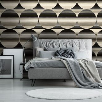 Praxis Fotobehang Seventies Grafisch - Donkerbruin - Beige - 2,70 M X 419 Cm