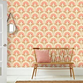 Praxis Fotobehang Seventies Grafisch - Roze - Beige - Bruin - 2,70 M X 419 Cm