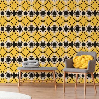 Praxis Fotobehang Seventies S703a9 - Oranje - Beige - Zwart - 2,70 M X 419 Cm