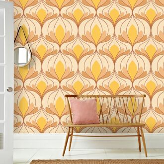 Praxis Fotobehang Seventies S705a9 - Zalm - Beige - Geel - 2,70 M X 419 Cm