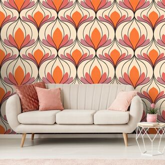 Praxis Fotobehang Seventies S705b9 - Oranje - Roze - Beige - Zwart - 2,70 M X 419 Cm
