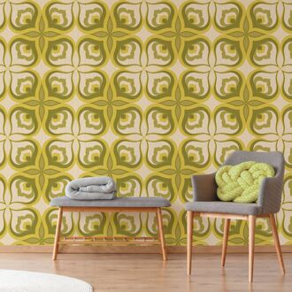 Praxis Fotobehang Seventies S707b4 - Groen - Beige - 2,70 M X 186 Cm