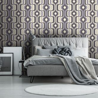 Praxis Fotobehang Seventies S708a4 - Paars - Grijs - Wit - Antraciet - 2,70m X 186cm