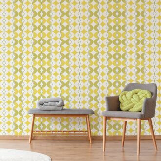 Praxis Fotobehang Seventies S709b9 - Groen - Wit - 2,70 M X 419 Cm