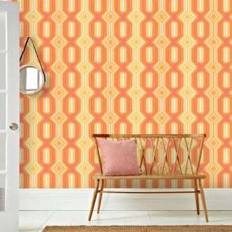 Praxis Fotobehang Seventies S712a9 - Oranje - Beige - 2,70m X 419cm