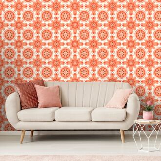 Praxis Fotobehang Seventies S715a9 - Oranje - Wit - 2,70m X 419cm