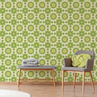 Praxis Fotobehang Seventies S715b9 - Groen - Wit - 2,70 M X 419 Cm