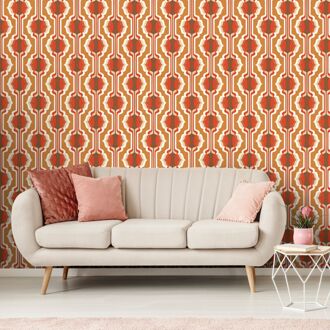 Praxis Fotobehang Seventies S717b4 - Rood - Bruin - Wit - 2,70m X 186cm