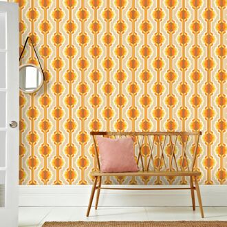 Praxis Fotobehang Seventies S717c4 - Geel - Oranje - Bruin - Wit - 2,70m X 186cm