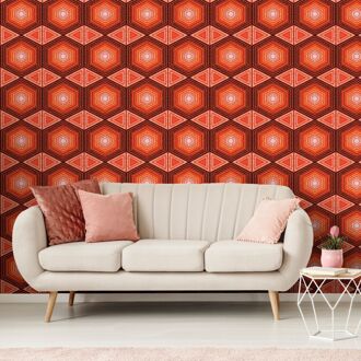 Praxis Fotobehang Seventies S724a4 - Oranje - Wit - Donkerbruin - 2,70m X 186cm