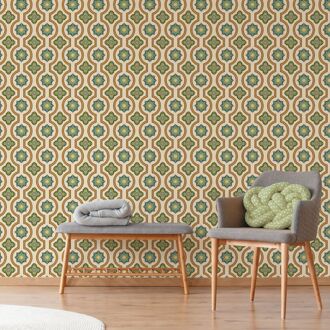 Praxis Fotobehang Seventies S727a9 - Blauw - Groen - Bruin - Beige - 2,70m X 419cm