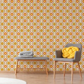 Praxis Fotobehang Seventies S727b4 - Oranje - Bruin - Beige - Geel - 2,70m X 186cm