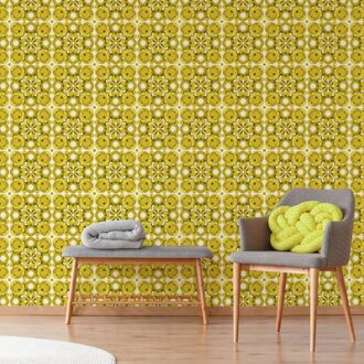 Praxis Fotobehang Seventies S732a4 - Groen - Wit - 2,70m X 186cm