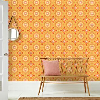 Praxis Fotobehang Seventies S733c4 - Oranje - Rood - Wit - 2,70 M X 186 Cm