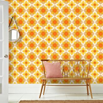 Praxis Fotobehang Seventies S736a9 - Oranje - Geel - Bruin - Wit - 2,70 M X 419 Cm