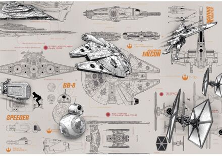 Praxis Fotobehang - Star Wars Blueprints 368x254cm - Papierbehang Multikleur