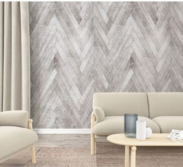 Praxis Fotobehang Visgraat Planken - Grijs - 2,70m X 159cm