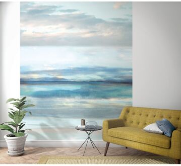 Praxis Fotobehang Wolken Abstracte Lucht - Blauw - Groen - Grijs - Roze - 2,70m X 212cm