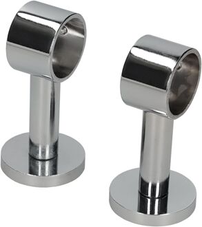 Praxis Gordijnroede Steunen Plafond 5cm Chroom 28mm - 2 Stuks
