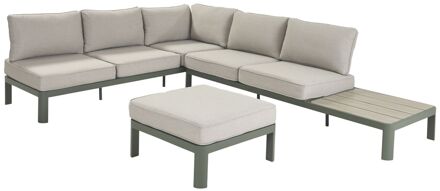 Praxis Hoekbank Cannes - Aluminium/polywood - Groen/beige - 6 Personen