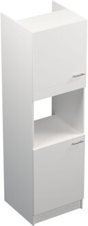 Praxis Hoge Keukenkast Prim - Wit Melamine - 60x209x60cm - 2 Deuren - 1 Open Nis