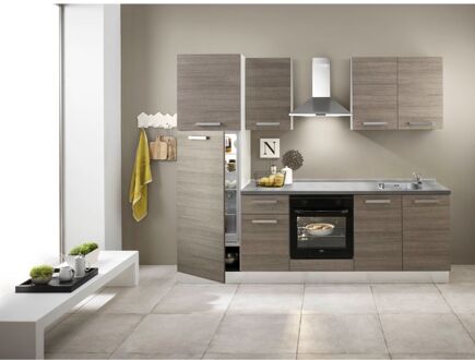 Praxis Keukenblok Guilia 250cm Bruin | Inclusief Apparatuur