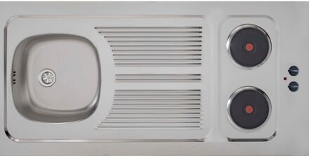 Praxis Kitchenette Eco Aanrecht Rvs 120x60x5cm Met 2 Ingebouwde Kookplaten 2x1500w