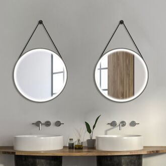 Praxis Klassieke Badkamerspiegel Barber - Rond - Zwart - Ø60 Cm