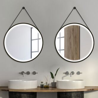 Praxis Klassieke Badkamerspiegel Barber - Rond - Zwart - Ø75 Cm