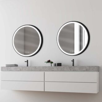 Praxis Klassieke Badkamerspiegel Swann - Rond - Zwart - Ø75 Cm