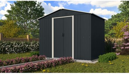 Praxis Metalen Tuinhuis Düsseldorf Ii - Leisteen Wit - 236x174cm - Dubbele Deur