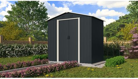 Praxis Metalen Tuinhuis Düsseldorf Ii - Leisteengrijs/wit - 194x131cm - Dubbele Deur