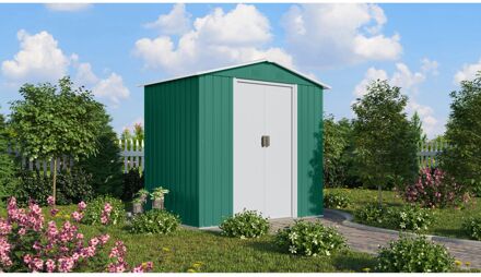 Praxis Metalen Tuinhuis Köln Ii - Zilverspar/wit - 194x131cm - Dubbele Deur