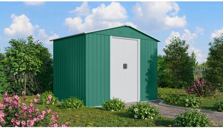 Praxis Metalen Tuinhuis Köln Ii - Zilverspar/wit - 236x174cm - Dubbele Deur