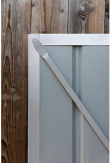 Praxis Metalen Tuinhuis Lean To - Zilver Metallic - 155x242cm - Enkele Deur - Met Lessenaarsdak