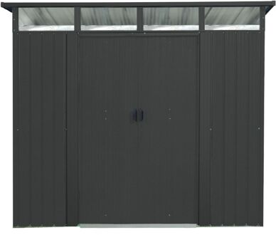 Praxis Metalen Tuinhuis Lübeck - Antraciet Mat - 238x194cm - Dubbele Deur - Met Lessenaarsdak