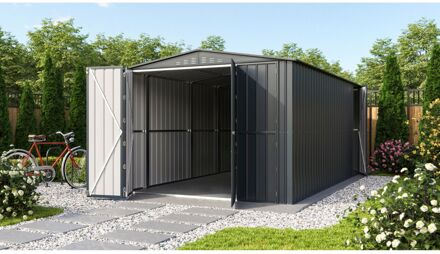 Praxis Metalen Tuinhuis Parker Mgr - Antraciet - 308x465cm - Dubbele Deur