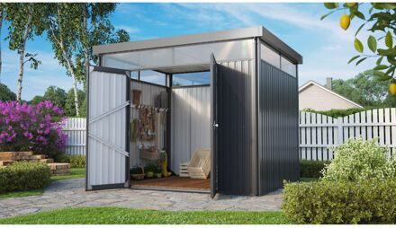 Praxis Metalen Tuinhuis Rheinfelden - Antraciet - 276x245cm - Dubbele Deur