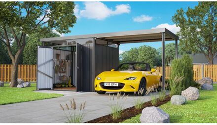 Praxis Metalen Tuinhuis Rheinfelden - Antraciet - 576x245cm - Dubbele Deur