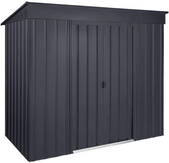 Praxis Metalen Tuinhuis Skillion - Antraciet - 242x124cm - Dubbele Deur - Met Lessenaarsdak