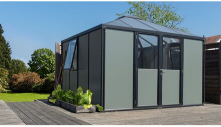 Praxis Metalen Tuinhuis Universum - Zwart - 322x322cm - Dubbele Deur