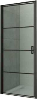 Praxis Nona Draaibare Douchedeur - 8mm Gehard Glas - Zwart Aluminium Profiel - 90x200cm