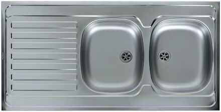 Praxis Opbouwspoelbak Dubbel Met Afdruipvlak - Rvs - 120x60cm