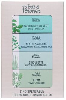Praxis PACK: The Essentials - BASIL, MOROCCAN MINT, CHIVES, THYME  - compatible met een Prêt à Pousser