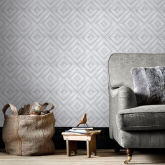 Praxis Papierbehang Houten Paneel - Lichtgrijs - 10,05 M X 52,8 Cm